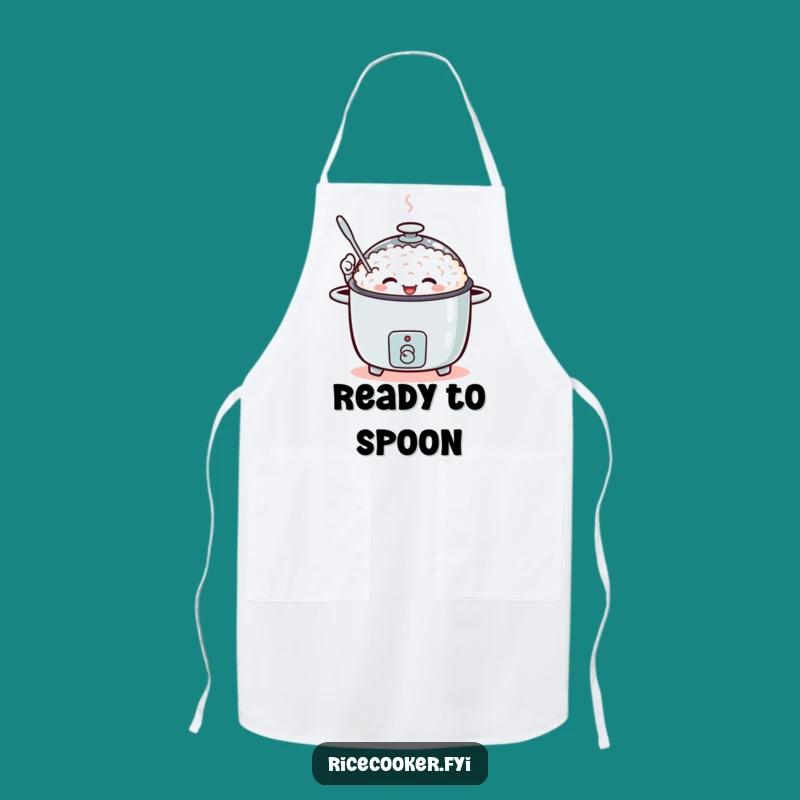 Funny Waving Rice Cooker Apron, Enthusiastic Spoon Chef Bib, Humorous Cooking Gift