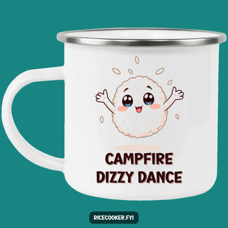 Funny Spinning Rice Grain Camping Mug - Enamel Anime Character Cup, Gift