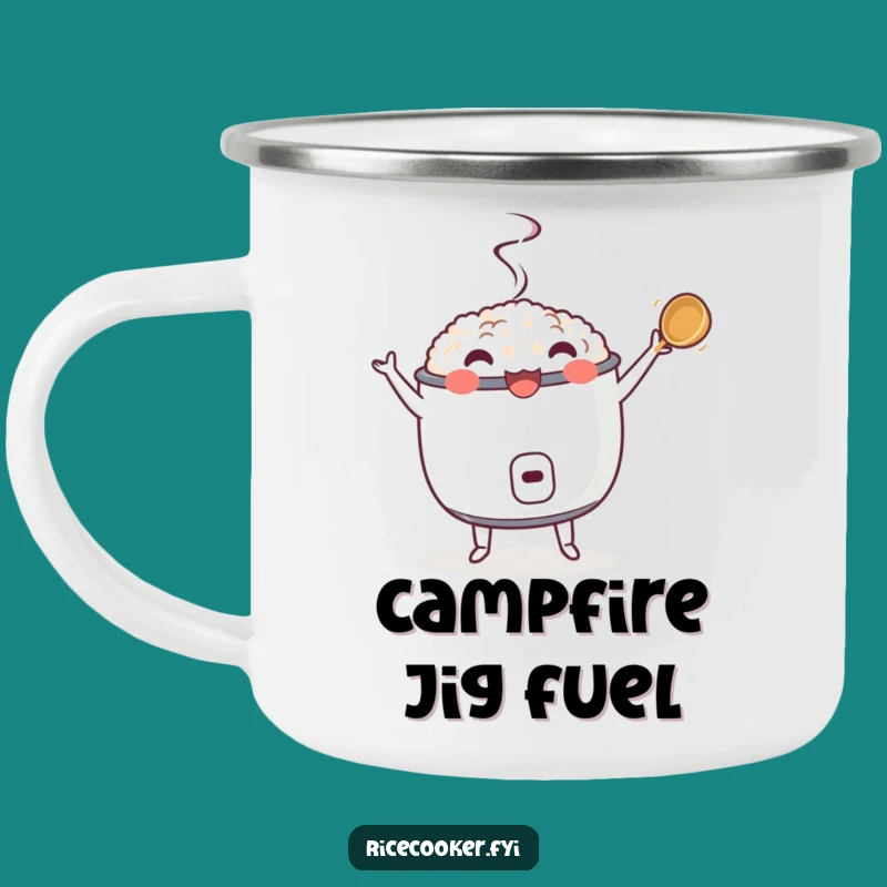 Funny Dancing Rice Cooker Camping Mug - Twirling Outdoors, Humorous Adventure Gift