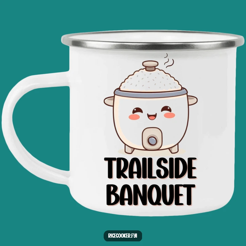Funny Smiling Rice Cooker Camping Mug: Serve Happy Meals Outdoors Gift