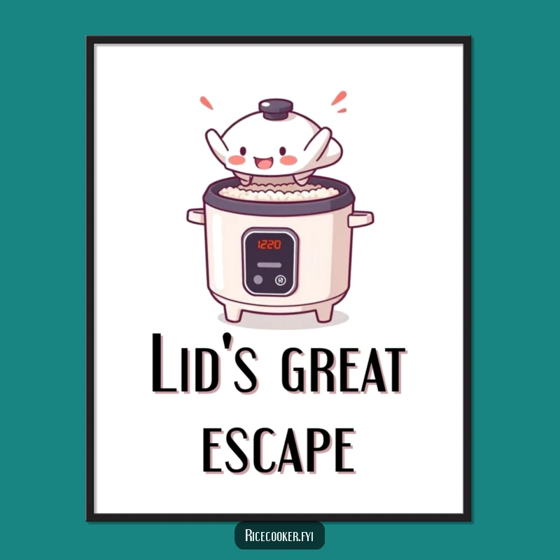 Funny Rice Cooker Lid Digital Art - Anime Kitchen Wall Decor, Gift