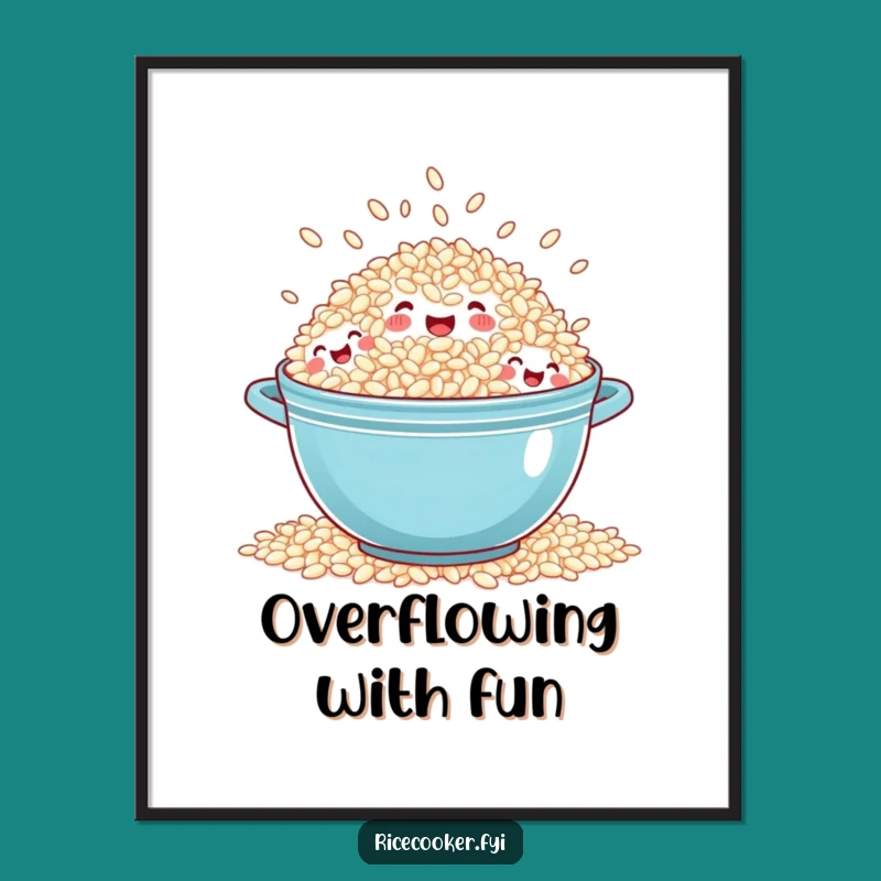 Funny Overflowing Rice Poster - Cheerful Kitchen Art for Happy Homes