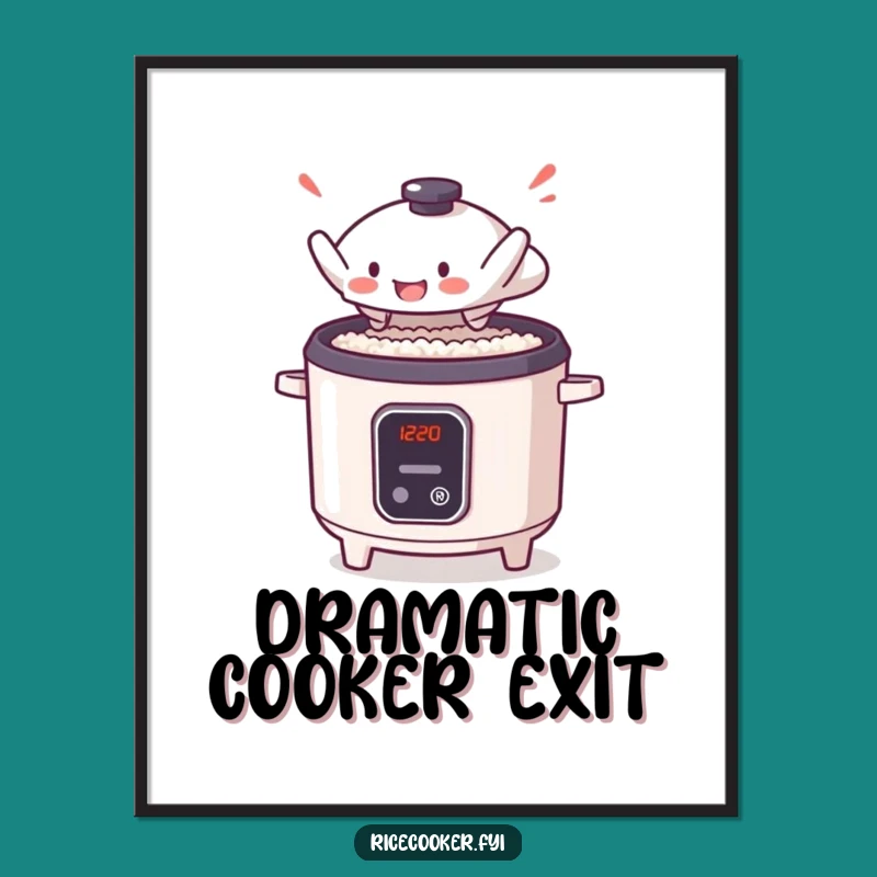 Funny Rice Cooker Lid Poster - Anime Kitchen Art Print, Gift
