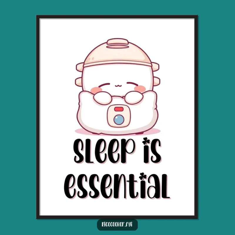 Funny Sleepy Rice Cooker Poster, Cozy Pillow Art, Perfect Funny Gift