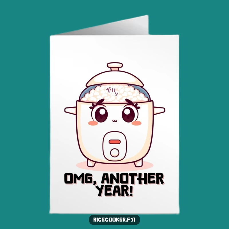 Free Printable Birthday Card: Surprised Rice Cooker, Funny Downloadable Shocking Gift