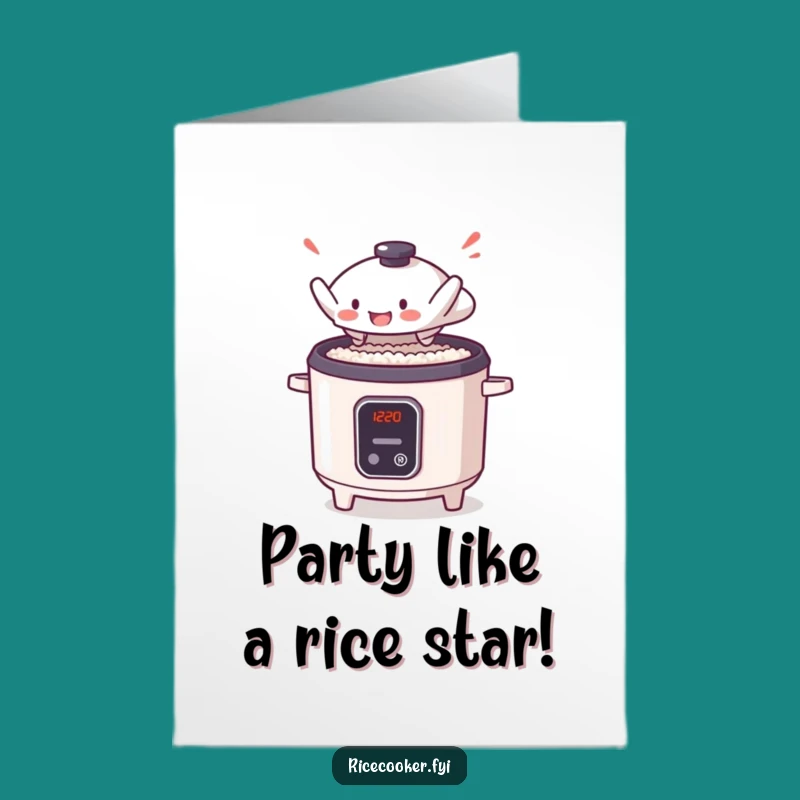 Free Printable Birthday Card: Leaping Rice Cooker Lid, Funny Downloadable Gift Surprise
