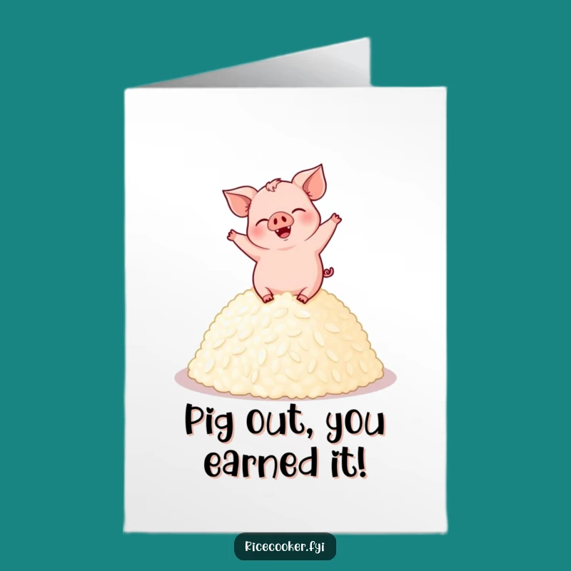 Free Printable Congratulations Card: Pig Rice Dance Joy - DIY Download!