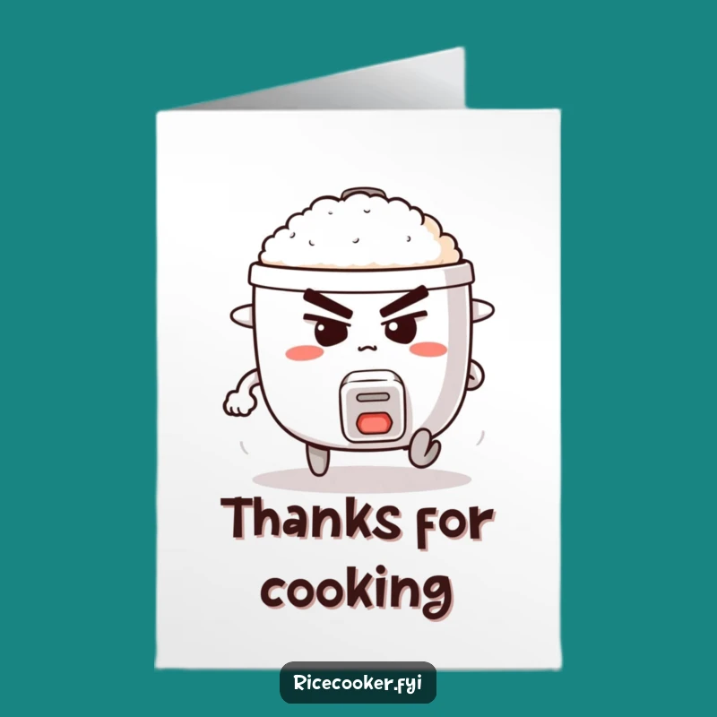Free Printable Thank You Card: Running Rice Cooker Gratitude, Funny Downloadable Gift