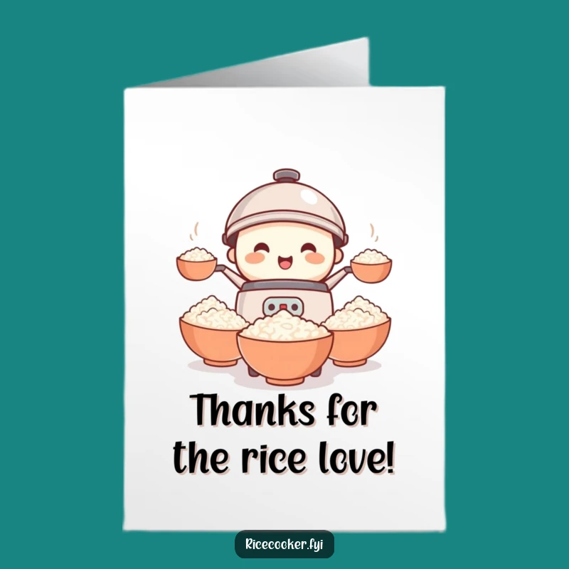 Humorous Free Printable Rice Cooker Juggling Thank You Card - Downloadable Gift
