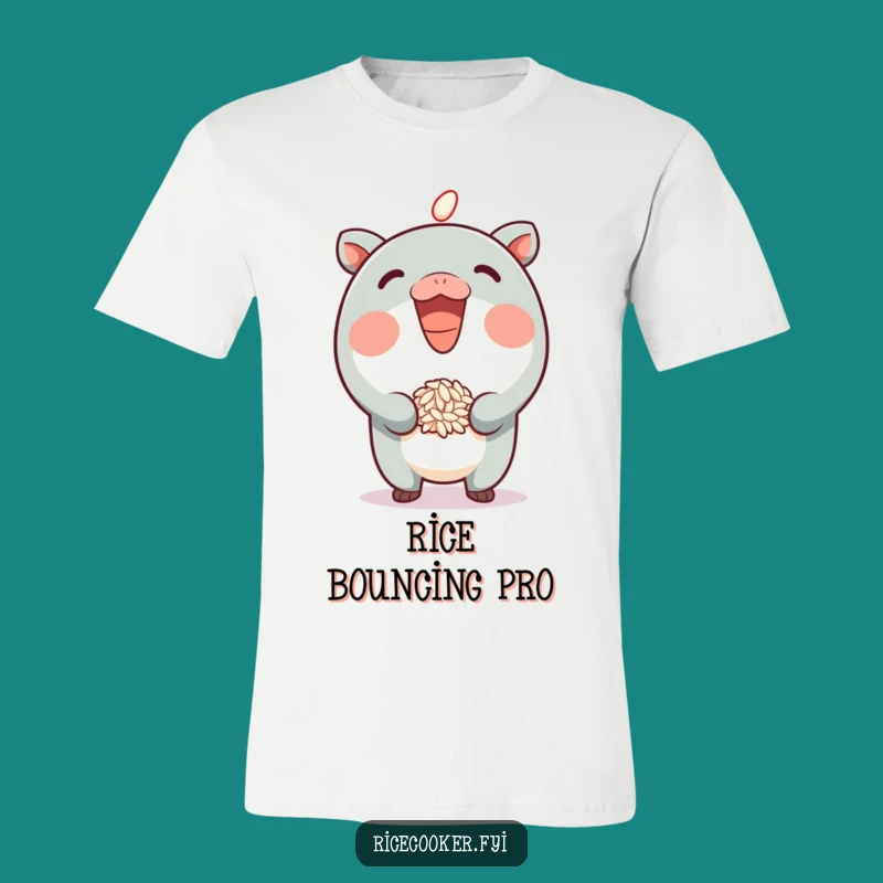 Funny Rice Hopper T-Shirt - Playful Character Grinning, Perfect Cotton Gift!